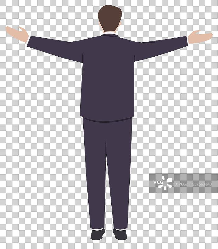 商务商业事业上班族公司企业老板成功人士正装西装张开双臂卡通背影男士插画图片素材