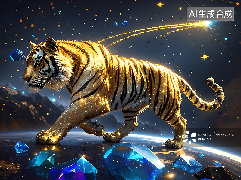 【AI数字艺术】星河璀璨金虎图片素材