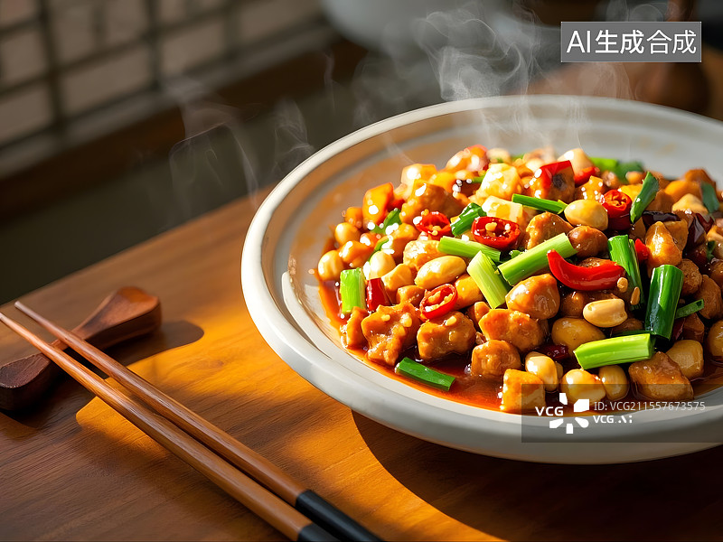 【AI数字艺术】香气四溢的宫保鸡丁图片素材