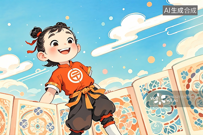 【AI数字艺术】Q版可爱哪吒治愈系插画图片素材