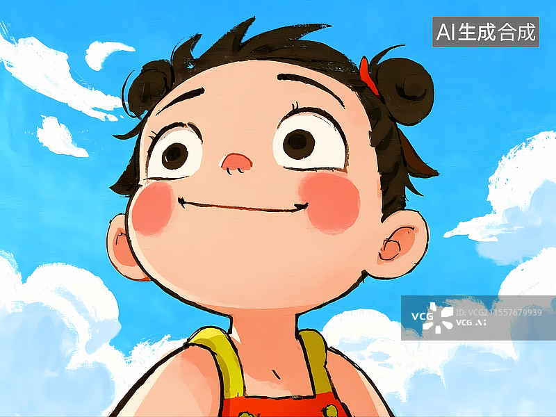 【AI数字艺术】Q版可爱哪吒治愈系插画图片素材