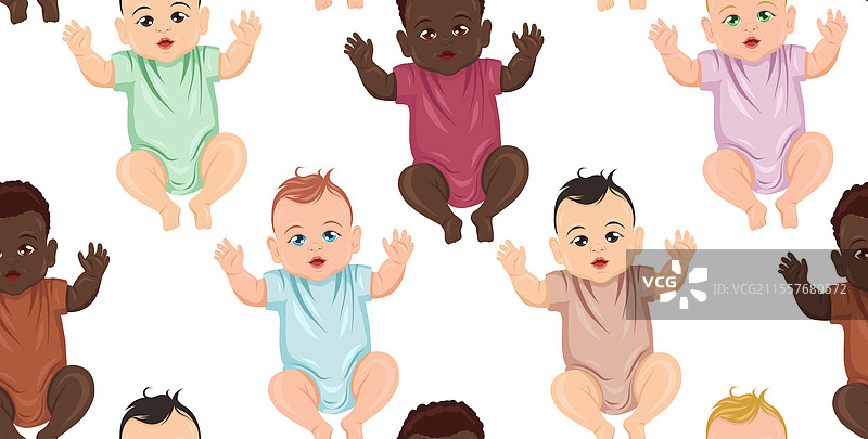 不同婴儿的无缝图案图片素材