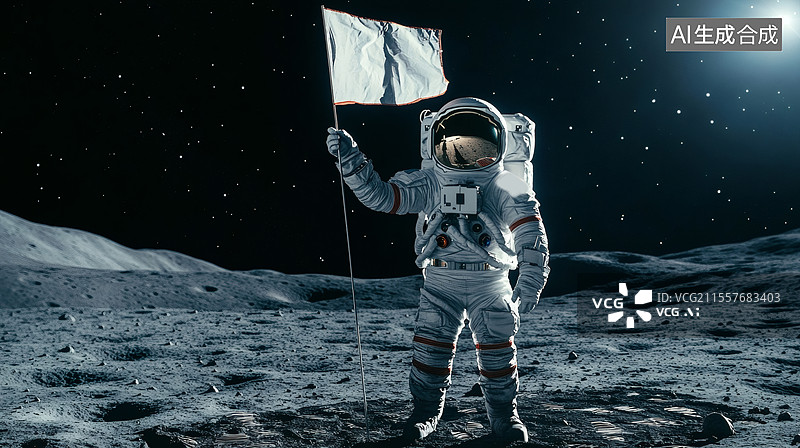 【AI数字艺术】宇航员月球探索插画图片素材