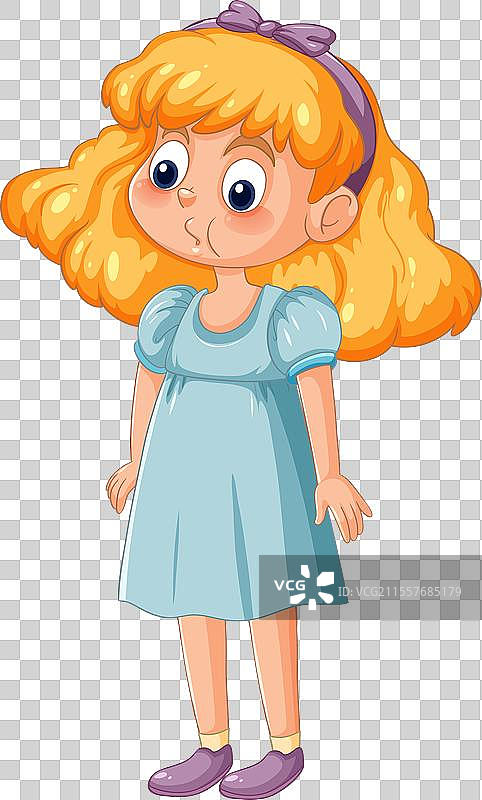 惊讶的小女孩卡通画图片素材