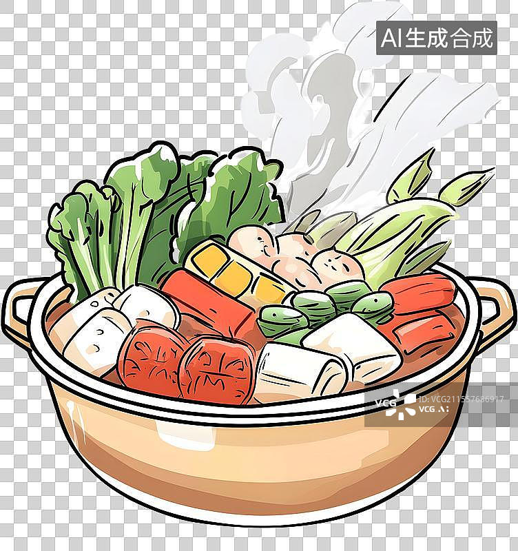 【AI数字艺术】火锅手绘插画图片素材