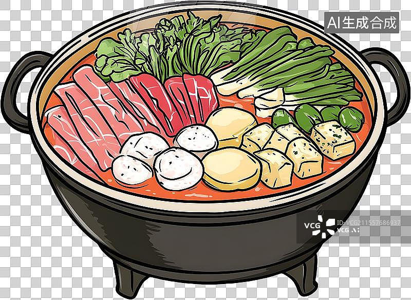 【AI数字艺术】火锅手绘插画图片素材
