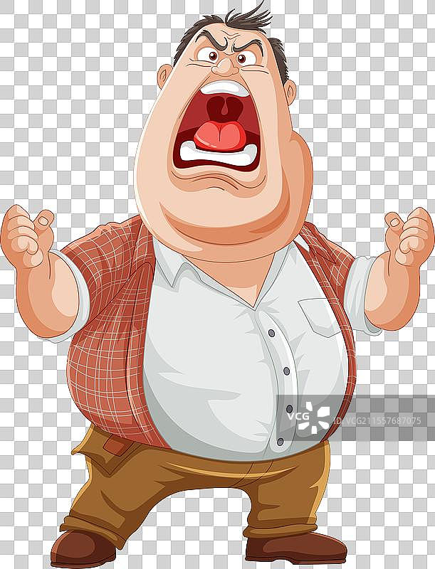 一个愤怒的男人在大喊的卡通形象图片素材