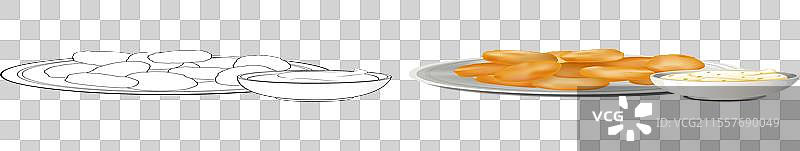 炸小吃和酱汁碗图片素材