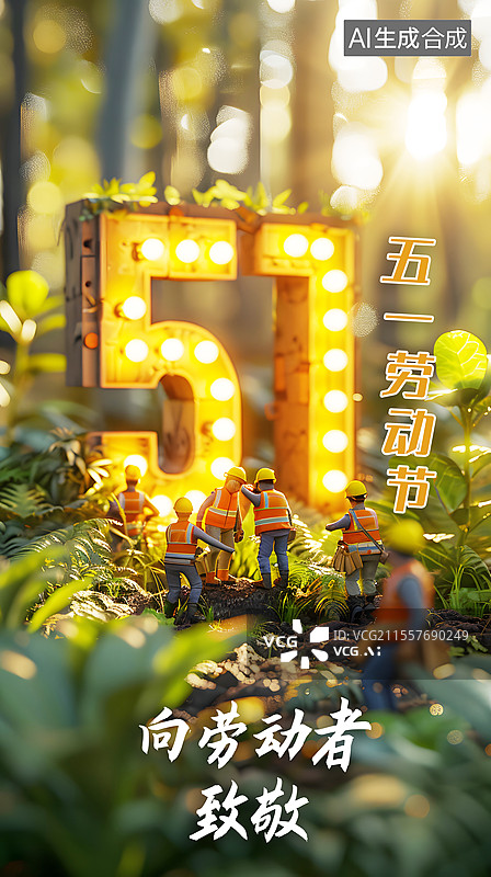 【AI数字艺术】AIGC：五一国际劳动节创意海报背景图片素材