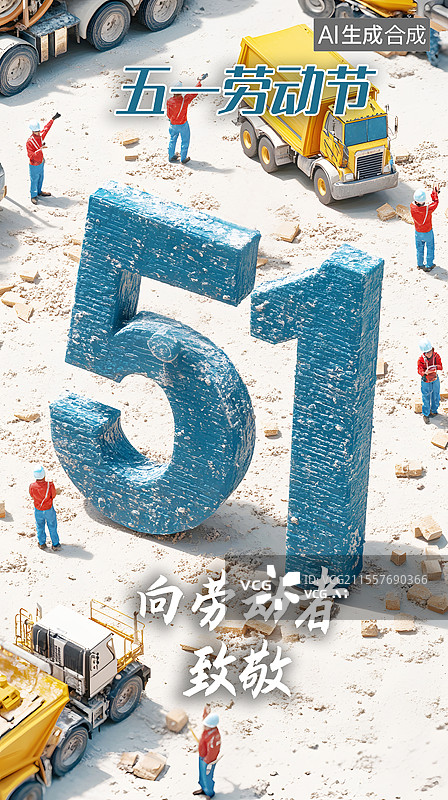 【AI数字艺术】AIGC：施工现场的建筑工人 劳动节海报背景图片素材