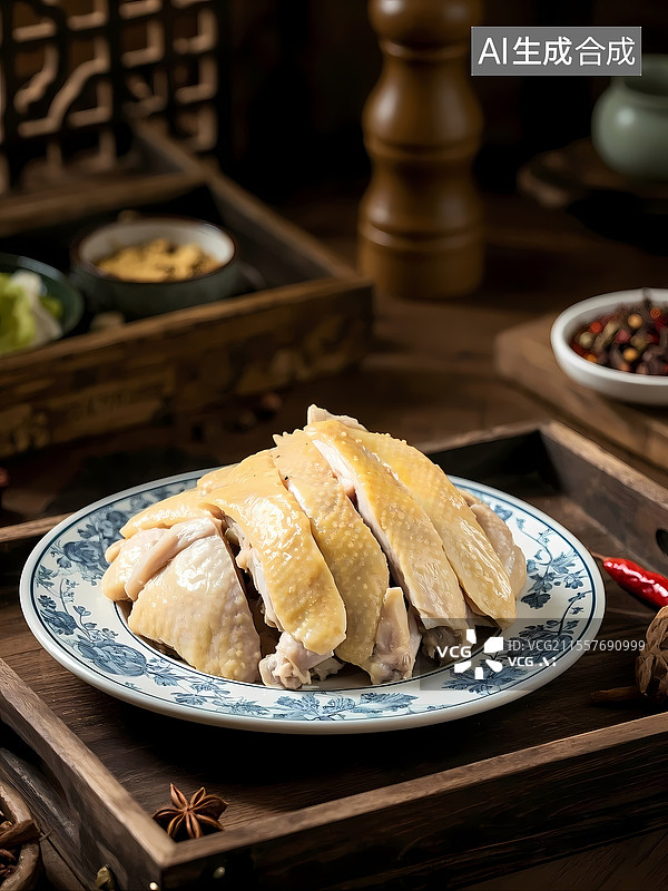【AI数字艺术】白切鸡美食特写图片素材