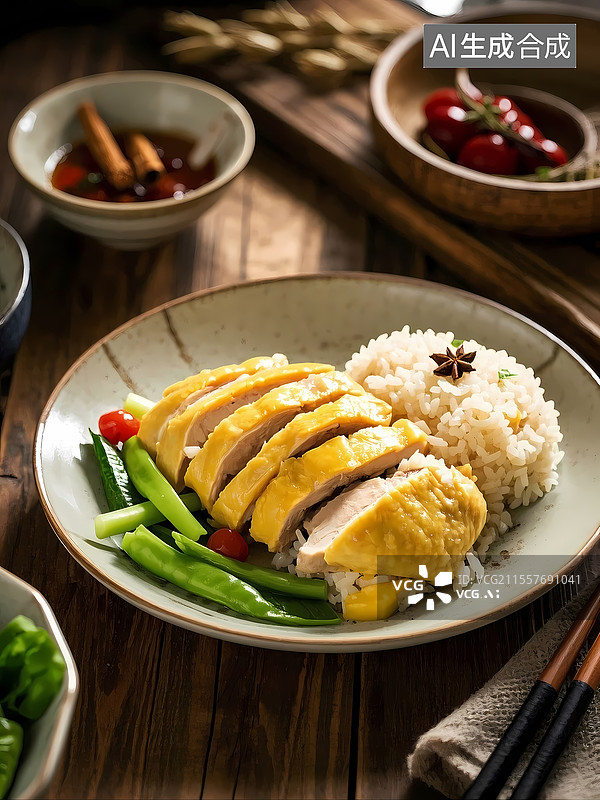 【AI数字艺术】海南鸡饭美食特写图片素材