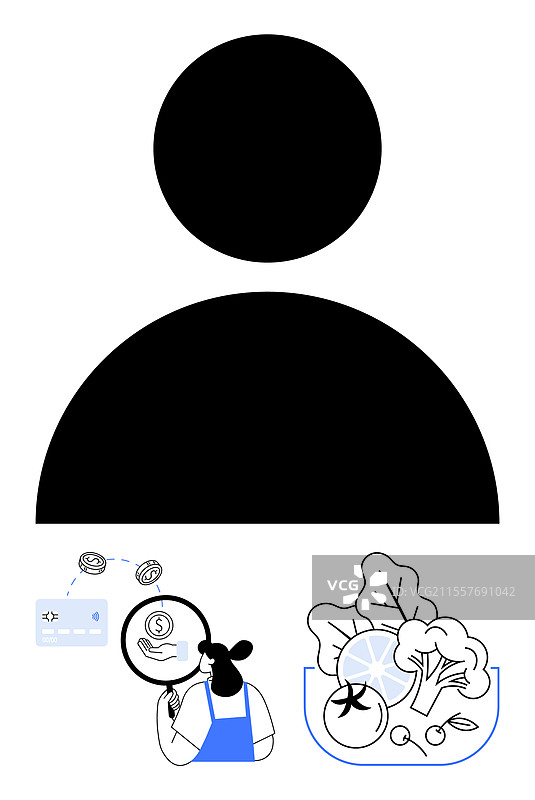 厨师在放大镜下检查餐点食材图片素材