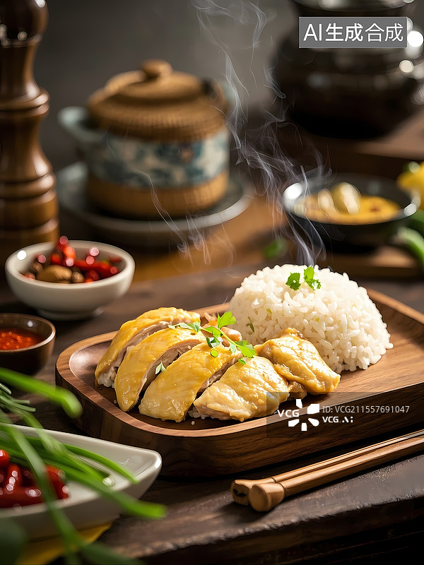 【AI数字艺术】海南鸡饭美食特写图片素材