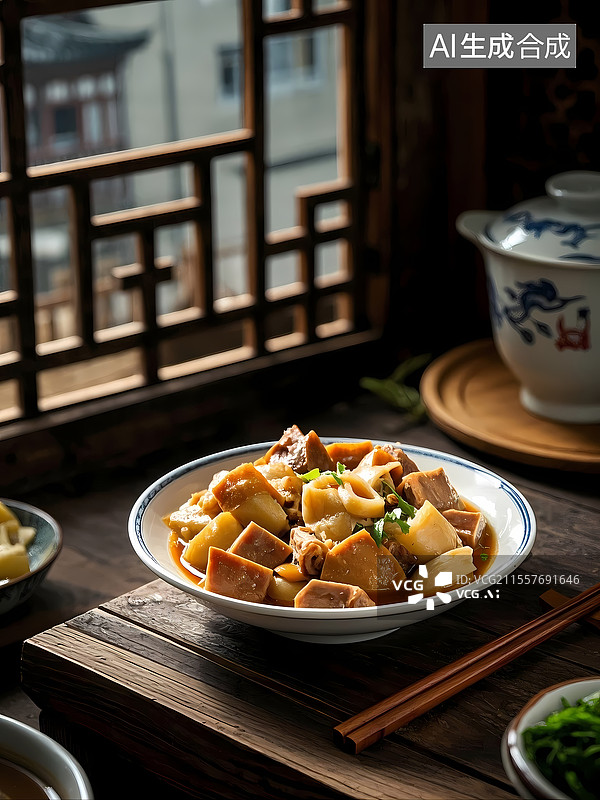 【AI数字艺术】卤煮火烧美食特写图片素材