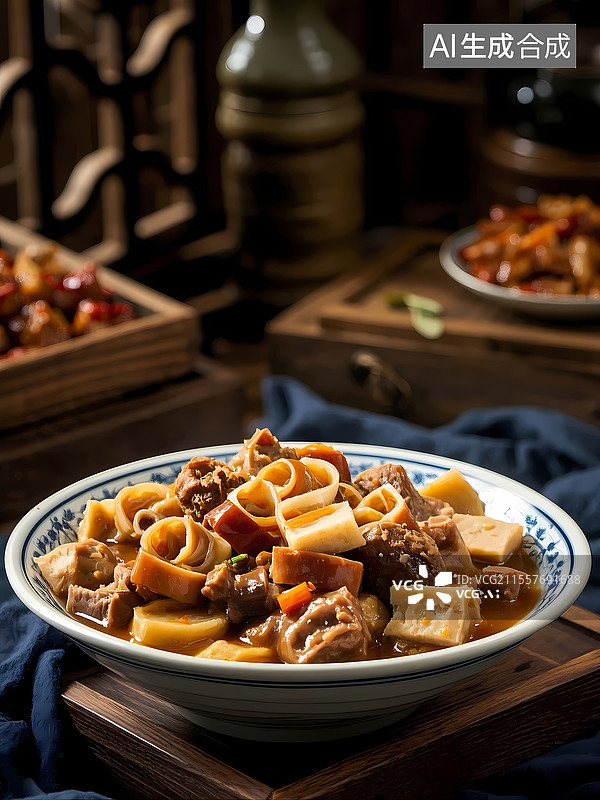 【AI数字艺术】卤煮火烧美食特写图片素材