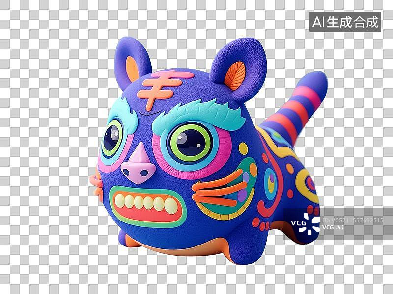 【AI数字艺术】3D渲染，中国风老虎，布老虎，老虎玩具，虎年，十二生肖，免抠元素图片素材