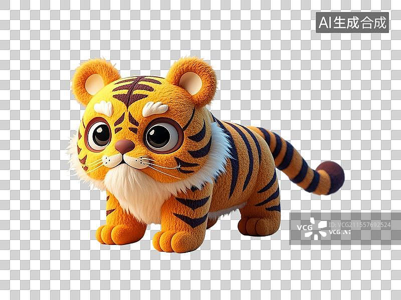 【AI数字艺术】3D渲染，中国风老虎，布老虎，老虎玩具，虎年，十二生肖，免抠元素图片素材