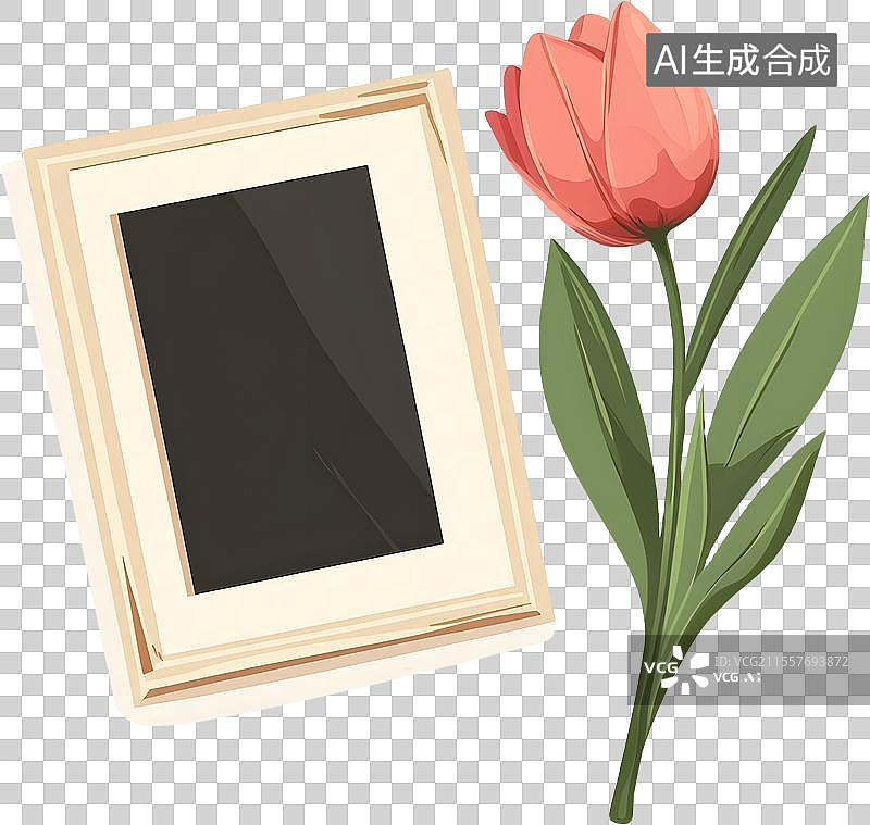 【AI数字艺术】郁金香与相框图片素材