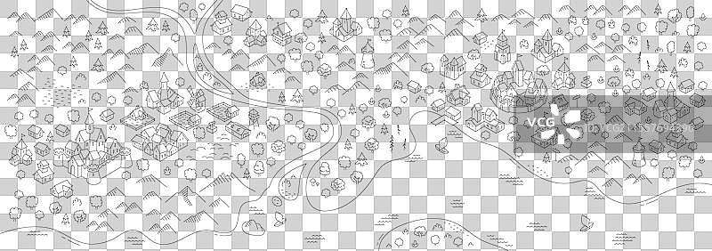 中世纪地图，带有湖泊和河流的横向滑块图片素材