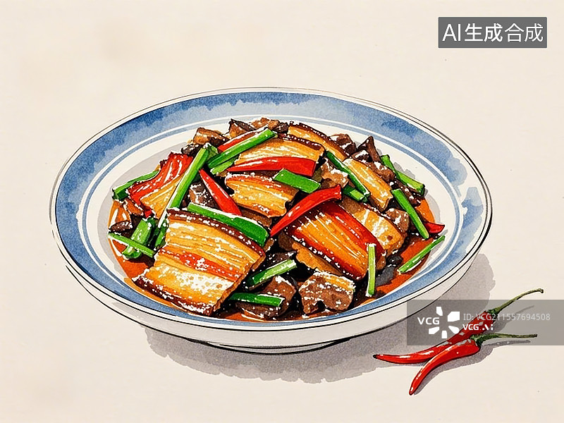【AI数字艺术】辣椒回锅肉图片素材