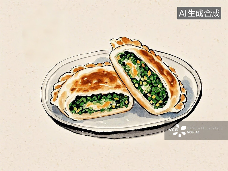 【AI数字艺术】韭菜盒子图片素材