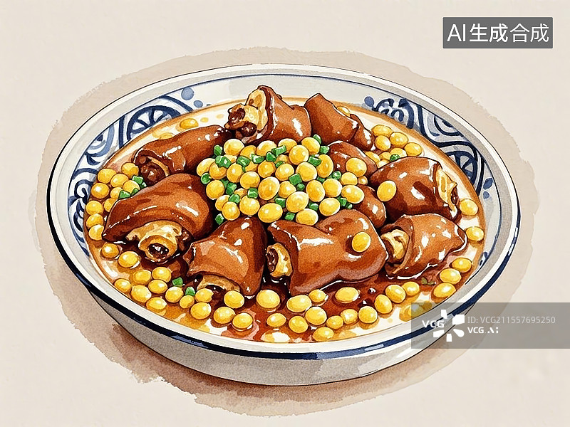 【AI数字艺术】黄豆焖猪蹄图片素材