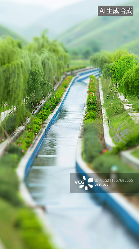 【AI数字艺术】AIGC：南水北调，水渠河道工程建筑图片素材