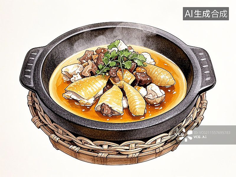 【AI数字艺术】西藏林芝石锅鸡图片素材