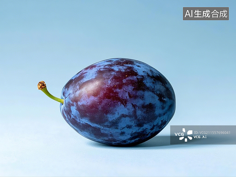 【AI数字艺术】纯色背景下的一颗西梅果特写图片素材