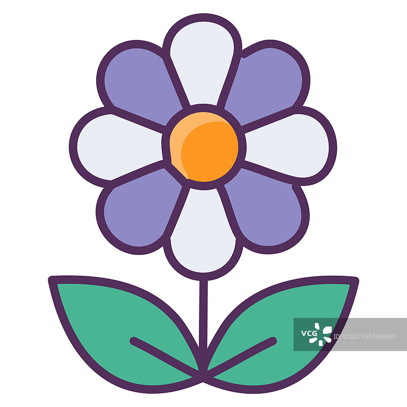 花卉扁平图标，背景为白色图片素材