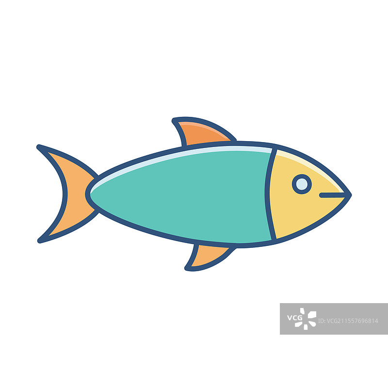 鱼类扁平图标，背景为白色图片素材