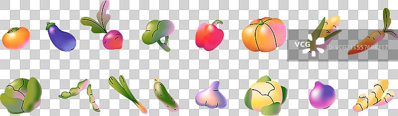 渐变风格的自然蔬菜与线条设计图片素材