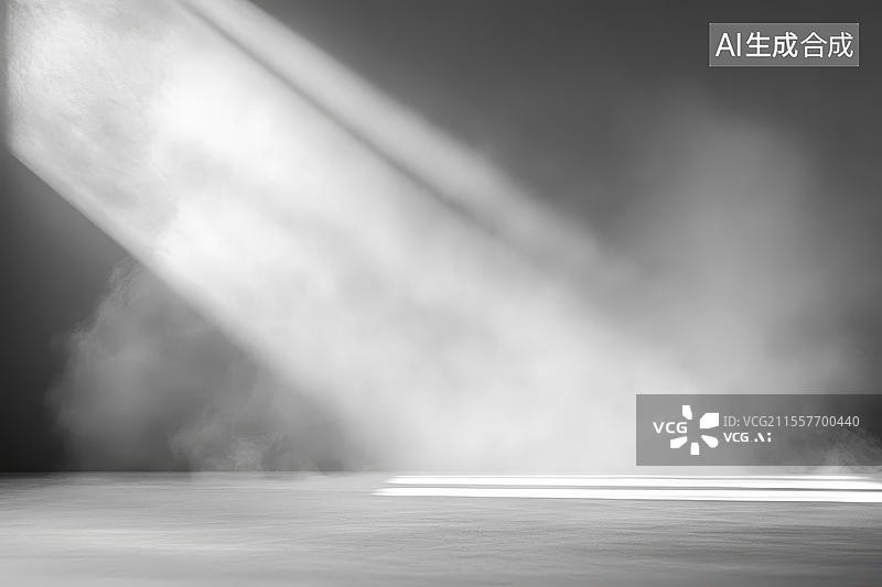 【AI数字艺术】灰色光影的抽象室内场景图片素材