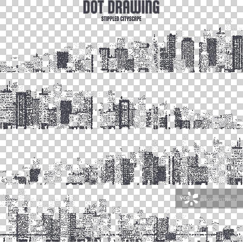 点状城市轮廓 城市风景 镇区天际线图片素材