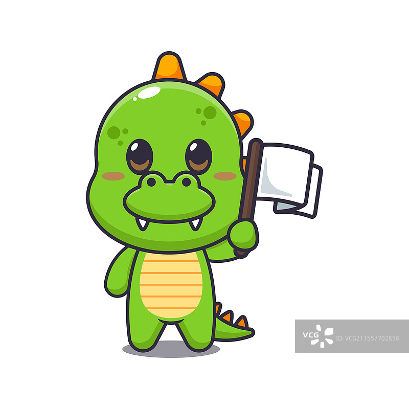 恐龙吉祥物卡通角色举着白旗图片素材