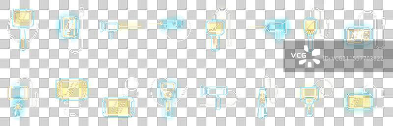 内窥镜图标集霓虹风格图片素材