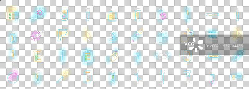 新冠病毒检测图标集霓虹风格图片素材