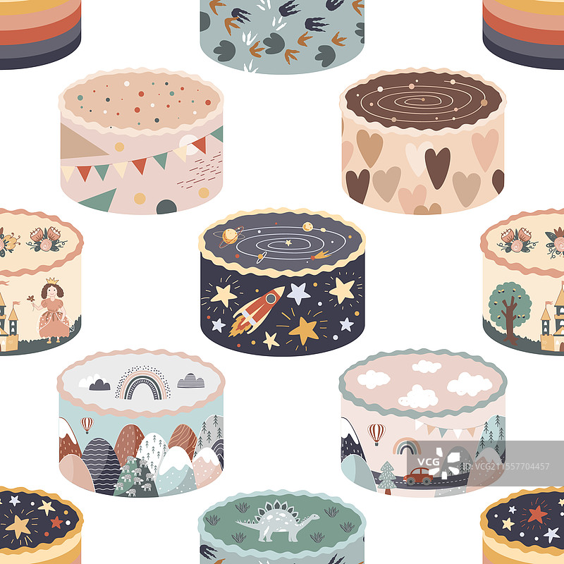 甜美的便当蛋糕无缝图案背景图片素材