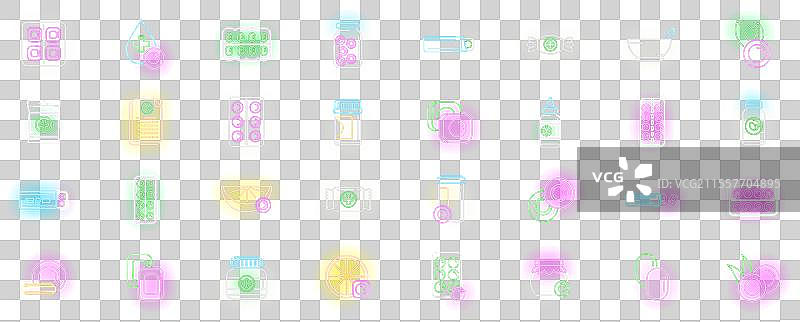 咳嗽糖图标集霓虹灯风格图片素材