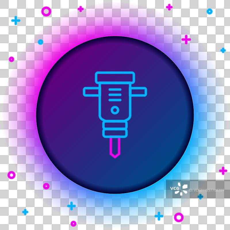 发光的霓虹线条建筑电锤图标图片素材