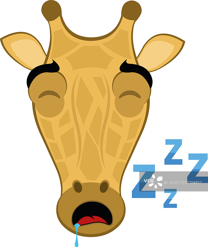 长颈鹿睡觉时流口水图片素材