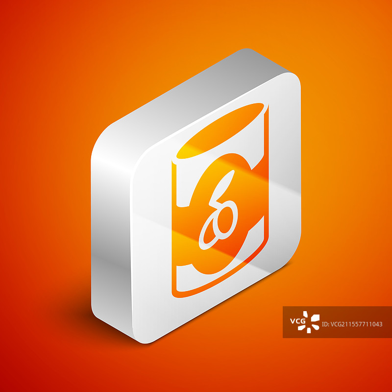 橙色背景上的等距橄榄罐图标图片素材