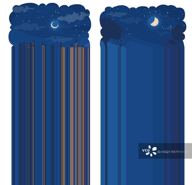 不同的户外自然场景在月光下图片素材