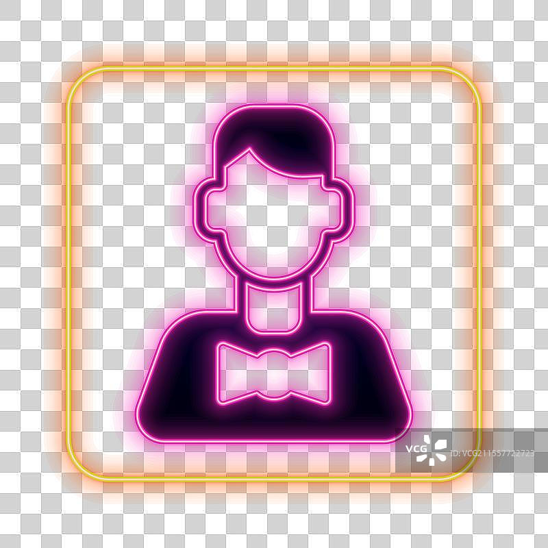 发光的霓虹赌场荷官图标，背景为黑色图片素材