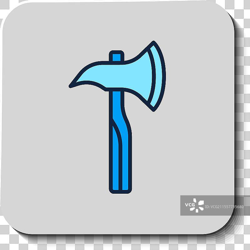 填充轮廓的消防员斧头图标，孤立在背景上图片素材