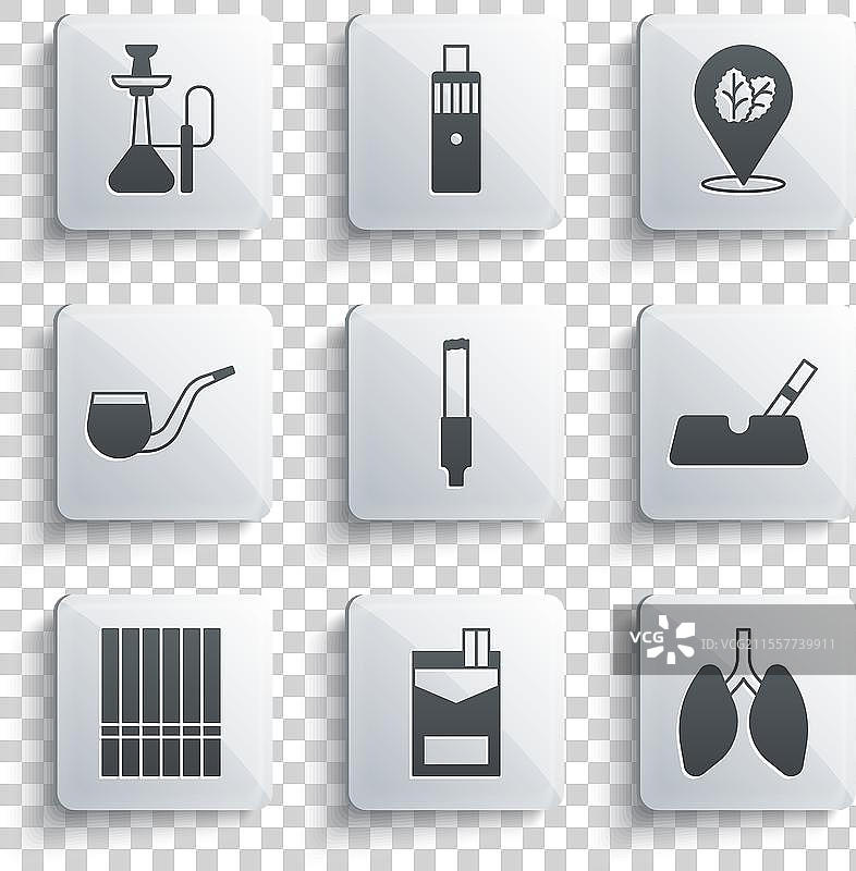 香烟包装盒、肺部、烟灰缸与图片素材