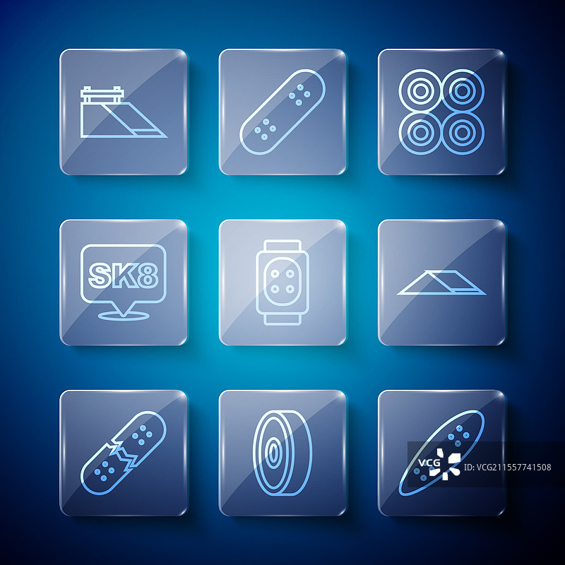 破损的滑板甲板和滑板球图片素材