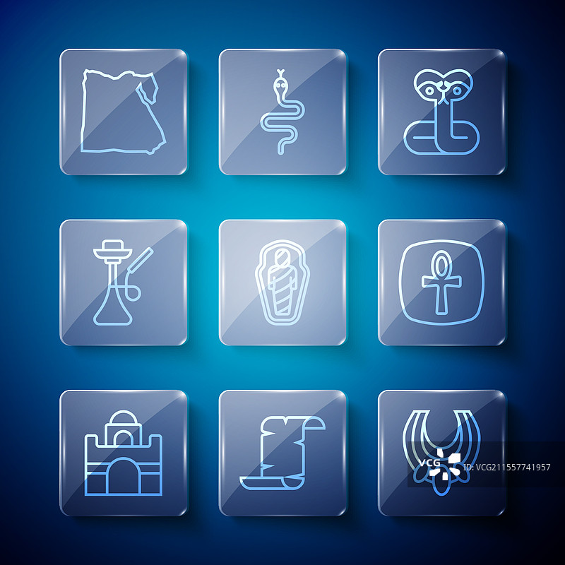 埃及房屋的线条与纸莎草卷轴项链图片素材