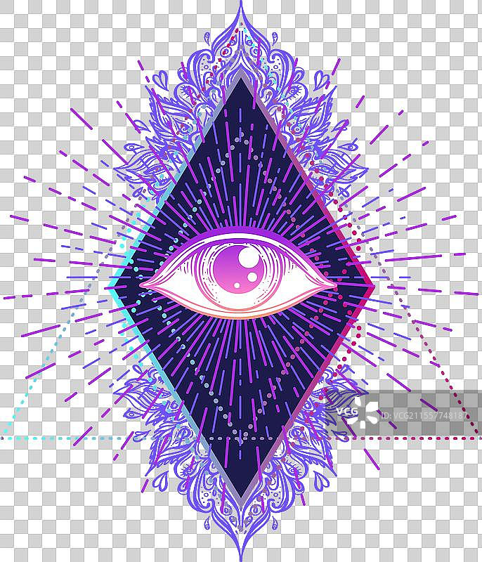 神圣几何符号与全视之眼图片素材